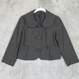 Marc By Marc Jacobs Blazer Womens 2 Gray Pinstripe Peter Pan Collar Jacket